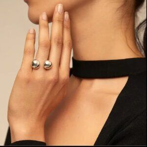 UNOde50 Sterling Silver Plated ZEN Barbell Style Ring NWT$125, sz 7